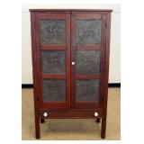 1186	COUNTRY PIE SAFE WITH 2 TIN PIERCED PINWHEEL DOORS OVER LOWER DRAWER, APPROXIMATELY 37 IN X 16 