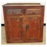 1188	2 DRAWER, 2 DOOR PINE JELLY CUPBOARD, APPROXIMATELY 41 IN X 18 IN X 43 IN H