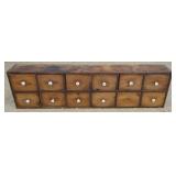 1196	12 DRAWER PINE APOTHECARY CABINET WITH HAND DOVETAILED DRAWERS, APPROXIMATELY 61 IN X 9 IN X 17