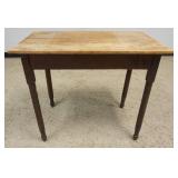 1211	PRIMITIVE PINE KITCHEN WORK TABLE WITH TURNED LEGS, APPROXIMATELY 36 IN X 22 IN X 30 IN H