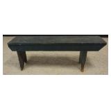 1212	COUNTRY PINE BENCH WITH BOOT JACK CUT OUT LEGS IN GREEN PAINT FINISH, APPROXIMATELY 54 IN X 12 