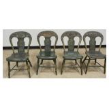 1218	SET OF 4 BALLOON BACK PAINT DECORATED AND STENCILED CHAIRS, EACH APPROXIMATELY 18 IN X 16 IN X 