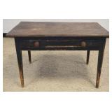 1221	PRIMITIVE PINE 1 DRAWER TAPERED LEG WORK TABLE, APPROXIMATELY 42 IN X 24 IN X 26 IN H