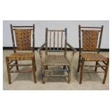 1222	GROUP OF RUSTIC ADIRONDACK CHAIRS, PAIR OF SIDE CHAIRS AND 1 ARM CHAIR