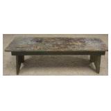 1229	ANTIQUE PINE SPLAY LEG BENCH, APPROXIMATELY 50 IN X 15 IN X 18 IN H