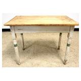 1231	COUNTRY PINE KITCHEN WORK TABLE WITH TURNED LEGS, APPROXIMATELY 36 IN X 23 IN X 28 IN H
