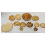 1239	GROUP OF SPATTER & YELLOW WARE, LARGE FOOD MOLDS, TURKS HEAD & MILK BOWL, LARGEST APPROXIMATELY