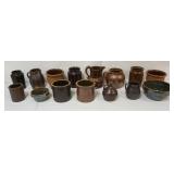 1244	LARGE GROUP OF ASSORTED STONEWARE, REDWARE & BENNINGTON PITCHER, LARGEST PIECE APPROXIMATELY 8 