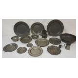 1245	GROUP OF PEWTER INCLUDING PLATES, BOWLS, TANKARDS