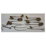 1248	GROUP OF ASSORTED PRIMITIVE ITEMS INCLUDING LADLES, FORKS, PEELS, STRAINERS, LARGST PIECE APPRO