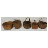 1251	GROUP OF WOOD SPLINT WOVEN BASKETS, LARGEST APPROXIMATELY 13 IN X 10 IN