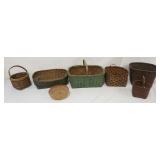 1253	GROUP OF WOOD SPLINT WOVEN BASKETS, LARGEST APPROXIMATELY 15 IN X 12 IN X 10 IN HIGH