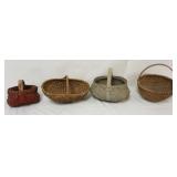 1254	GROUP OF WOOD SPLINT WOVEN BASKETS, LARGEST APPROXIMATELY 12 IN X 11 I X 9 IN HIGH