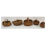 1255	GROUP OF WOOD SPLINT WOVEN BASKETS, LARGEST APPROXIMATELY 13 IN X 14 IN X 13 IN HIGH