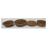 1257	GROUP OF RYE GRASS BASKETS, LARGST APPROXIMATELY 14 IN X 5 IN HIGH