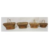1258	VINTAGE RICE STRAW BASKETS, LARGEST APPROXIMATELY 12 IN X 6 IN X 6 IN HIGH