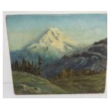 1262	OIL PANTING ON CANVAS, MOUNTAIN SIDE SCENE, SIGNED M CLAYTON, APPROXIMATELY 12 IN X 11 IN