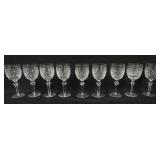 1009	WATERFORD CRYSTAL 9 CASTLE TOWN WINE GOBLETS, APPROXIMATELY 7 3/4 IN
