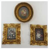 1024	MINIATURE ITALIAN GILT FRAMES W/FLORAL IMAGES, LARGEST APPROXIMATELY 6 IN X 7 IN