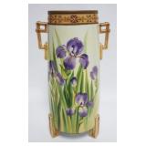 1028	NIPPON MORIAGE HAND PAINTED DOUBLE HANDLED VASE, APPROXIMATELY 13 1/2 IN HIGH