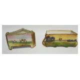1030	NIPPON HAND PAINTED BOXES TRIANGLE & RECTANGLE SHAPED W/IMAGES OF HORSES, COWS, WINDMILL, LARGE