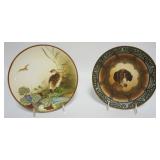 1035	NIPPON MORIAGE PLATES W/HAND PAINTED DOG & PHEASANT, LARGEST APPROXIMATELY 9 IN