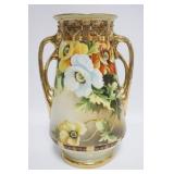 1036	LARGE NIPPON MORIAGE HAND PAINTED DOUBLE HANDLED VASE, APPROXIMATELY 12 1/2 IN HIGH
