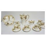 1039	HAND PAINTED NIPPON DEMITASSE TEA SET & DIVIDED TRAY ALL W/BUTTERFLIES, LARGEST PIECE APPROXIMA