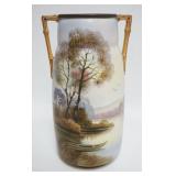 1040	HAND PAINTED NIPPON DOUBLE HANDLED VASE, APPROXIMATELY 11 IN HIGH