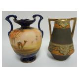 1046	NIPPON MORIAGE DOUBLE HANDLED VASES, EACH APPROXIMATELY 9 IN HIGH