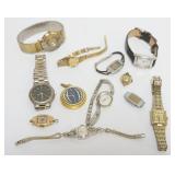 1062	ASSORTMENT OF 10 LADIES WATCHES INCLUDING GENEVA,HELBROS, RELIC, GRUEN AND MORE. AS FOUND