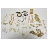 1071	ASSORTED JEWELRY INCLUDING NECKLACES, CHAINS, BRACELETS AND WATCH, SOME MARKED BY MAKER