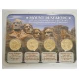 1108	MOUNT RUSHMORE PRESIDENTIAL DOLLAR COINS, LINCOLN, WASHINGTON, JEFFERSON, ROOSEVELT