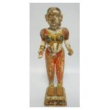 1129	CARVED WOOD & POLYCHROME DECORATED FIGURE W/MOVING ARMS, SOME LOSS, APPROXIMATELY 14 IN HIGH