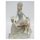 1130	LLADRO FIGURINE, GIRL FEEDING CALF, APPROXIMATELY 9 IN HIGH