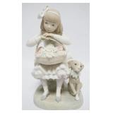 1134	LLADRO FIGURINE, GIRL W/FLOWER BASKET & PUPPY, APPROXIMATELY 9 IN HIGH