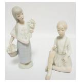 1145	LLADRO FIGURINES, GIRL W/FLOWERS & FLOWER BASKET, LARGEST APPROXIMATELY 9 IN HIGH