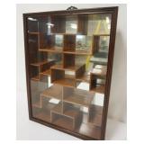 1161	ASIAN WALL HANGING MIRROR BACK DISPLAY CABINET W/DOVETAILED INTERIOR SHELF, APPROXIMATELY 5 IN 