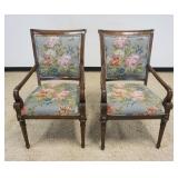 1173	PAIR OF FLORAL UPHOLSTERED ARM CHAIRS W/METAL ACCENT MOUNTS, EACH APPROXIMATELY 23 IN X 22 IN X