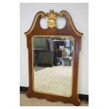 1177	ORNATE MAHOGANY BEVELED EDGE MIRROR W/GILT WOOD PLUME CENTER & TRIM, APPROXIMATELY 34 IN X 53 I