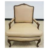1181	FRENCH PROVINCIAL LEATHER ARM CHAIR W/BRASS TACK ACCENTS, APPROXIMATELY 30 IN X 24 IN X 38 IN H