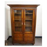 1187	LABARERE CHERRY 2 DOORS, 4 DRAWERS BOOKCASE W/BEVELED GLASS DOORS, REEDED COLUMN SIDES, APPROXI