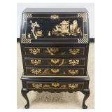 1198	JASPER CABINET CHINOISERIE LACQUERED SLANT FRONT SECRETARY DESK, APPROXIMATELY 24 IN X 17 IN X 