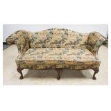1201	SOUTHWIND UPHOLSTERED CLAW FOOT SOFA, APPROXIMATELY 77 IN X 29 IN X 38 IN HIGH