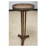 1210	LANE BURL WOOD TOP ROUND PEDESTAL W/METAL GALLERY, APPROXIMATELY 13 IN ROUND X 32 IN HIGH