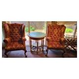 Maroon & Gold high back chairs and gilt parlor table