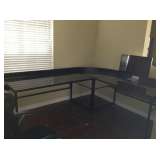 Glass/Metal L-shape Desk $400