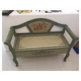 Green Floral Storage Bench
