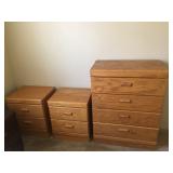 Golden Oak Dresser & Nightstands