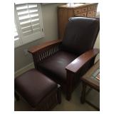 Leather Mission Chair w/Footstool